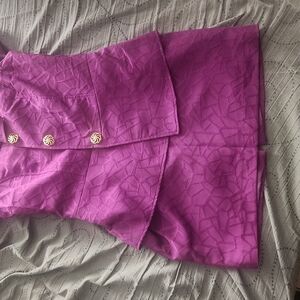 Vibrant Purple Skirt with Gold Buttons